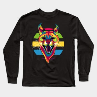 African Wild Cat Roaring Face Long Sleeve T-Shirt